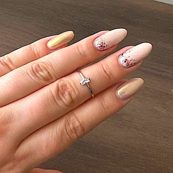 Sterling Silver Rectangular Cubic Zircon Ring Minimalist, Dainty Diamond Size 7 - Picture 9 of 11